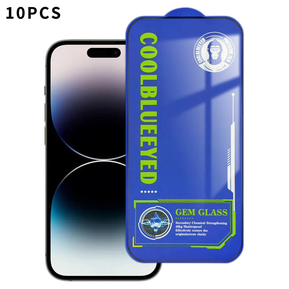 For iPhone 14 Pro 10Pcs Tempered Glass  Screen Protector 9H Diamond-Level Hardness Anti-fingerprint Film - Transparent - 1