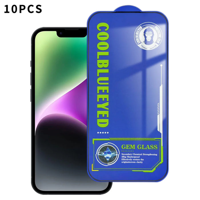 For iPhone 14 10Pcs Tempered Glass  Screen Protector 9H Diamond-Level Hardness Anti-fingerprint Film - Transparent - 1