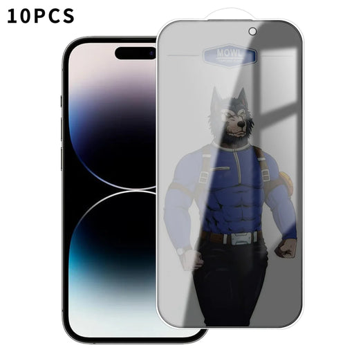 For iPhone 14 Pro 10Pcs Privacy Tempered Glass Anti-fingerprint Anti-spy Full Screen Protector - Black - 1