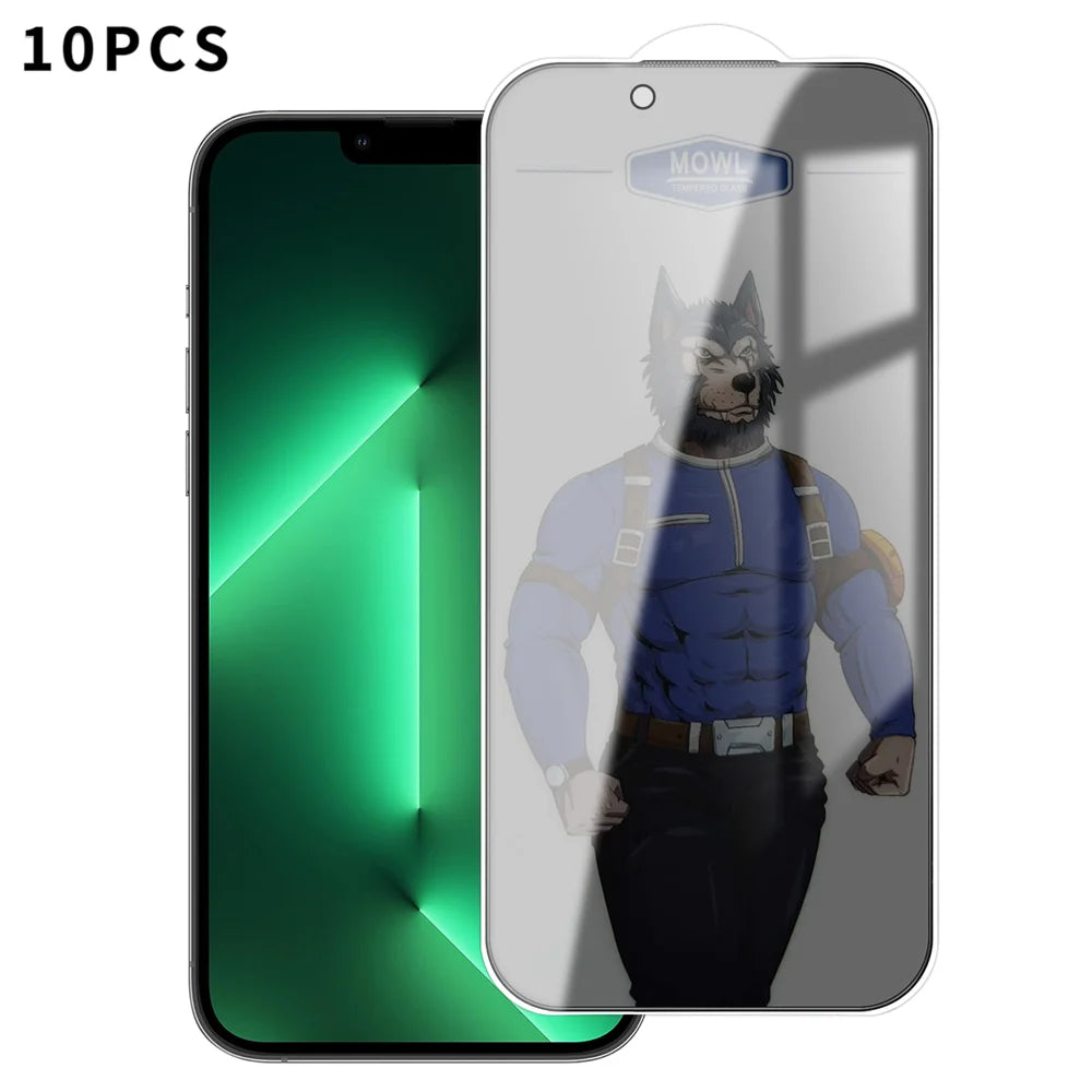 For iPhone 13 Pro Max 10Pcs Privacy Tempered Glass Anti-fingerprint Anti-spy Full Screen Protector - Black - 1