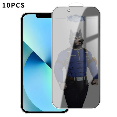 For iPhone 13 10Pcs Privacy Tempered Glass Anti-fingerprint Anti-spy Full Screen Protector - Black - 1