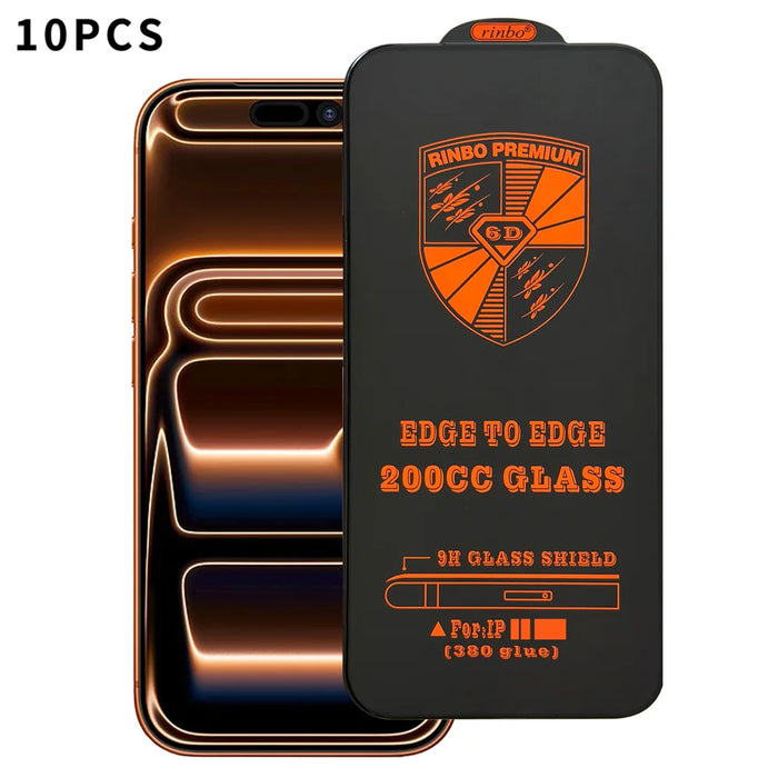 For iPhone 18 Pro / 17 Pro RINBO 10Pcs HD Full Coverage Tempered Glass 200CC Silk Printing Anti-static Screen Protector - Transparent - 1