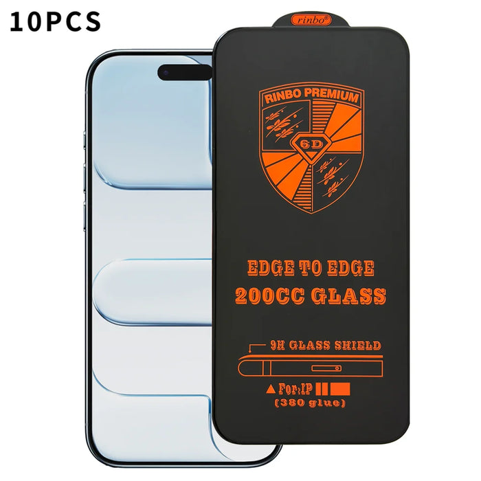 For iPhone Air RINBO 10Pcs HD Full Coverage Tempered Glass 200CC Silk Printing Anti-static Screen Protector - Transparent - 1