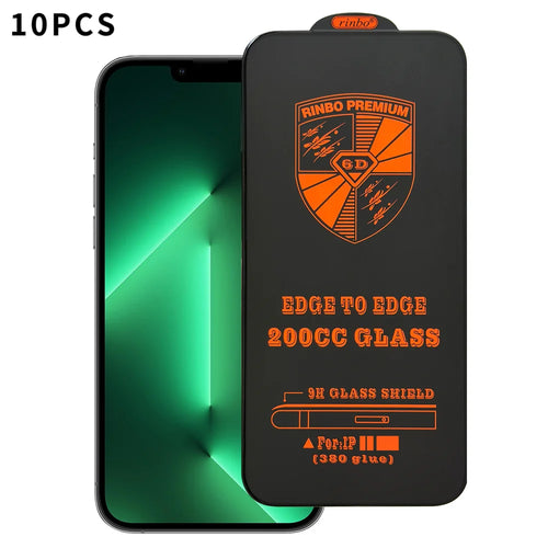 For iPhone 13 Pro Max RINBO 10Pcs HD Full Coverage Tempered Glass 200CC Silk Printing Anti-static Screen Protector - Transparent - 1