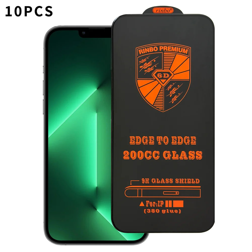 For iPhone 13 Pro Max RINBO 10Pcs HD Full Coverage Tempered Glass 200CC Silk Printing Anti-static Screen Protector - Transparent - 1