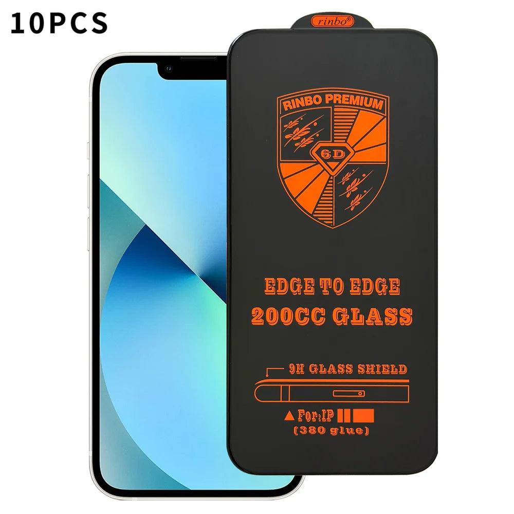 For iPhone 13 RINBO 10Pcs HD Full Coverage Tempered Glass 200CC Silk Printing Anti-static Screen Protector - Transparent - 1