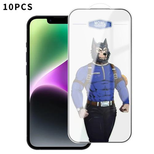 For iPhone 14 10Pcs HD Tempered Glass Anti-fingerprint Shatterproof Full Size Screen Protector - Transparent - 1