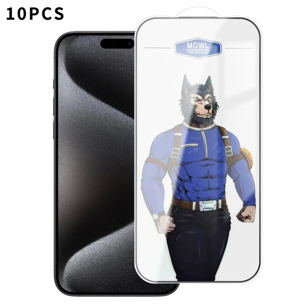 For iPhone 15 Pro Max 10Pcs HD Tempered Glass Anti-fingerprint Shatterproof Full Size Screen Protector - Transparent - 1
