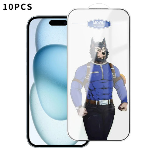 For iPhone 15 10Pcs HD Tempered Glass Anti-fingerprint Shatterproof Full Size Screen Protector - Transparent - 1