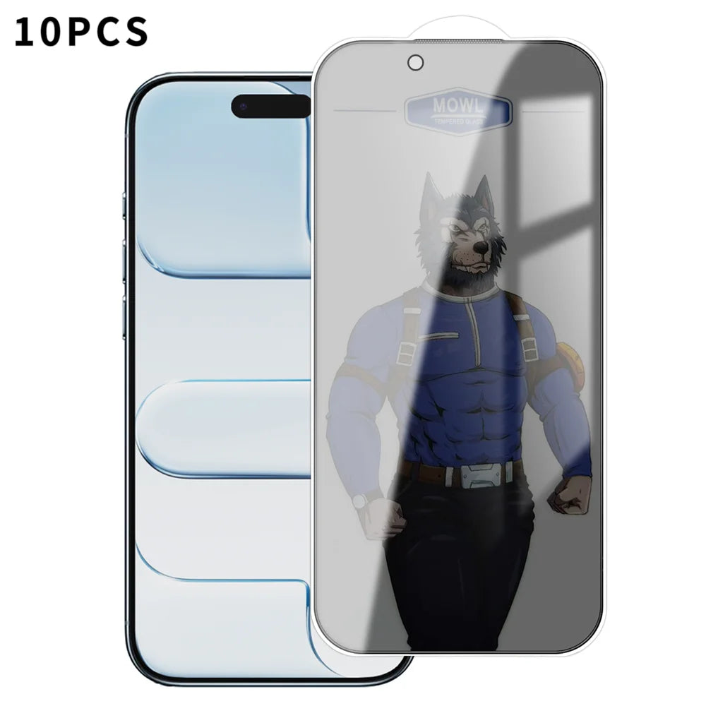 For iPhone Air 10Pcs Privacy Tempered Glass Anti-fingerprint Anti-spy Full Screen Protector - Black - 1