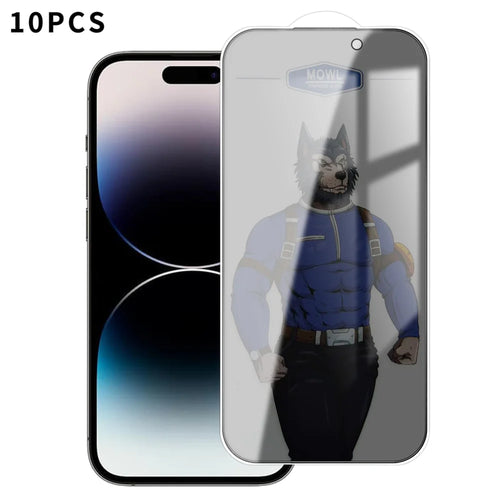 For iPhone 14 Pro Max 10Pcs Privacy Tempered Glass Anti-fingerprint Anti-spy Full Screen Protector - Black - 1