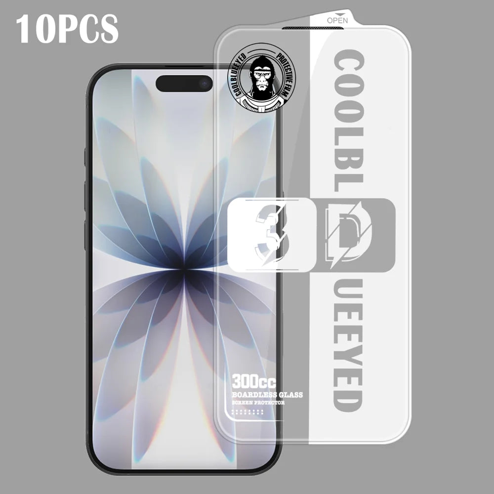 For iPhone 17 10Pcs Tempered Glass 3D Full Coverage 300CC Edgeless Anti Static Screen Protector - Transparent - 1