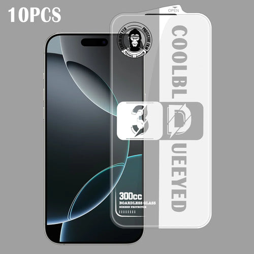 For iPhone 16 Pro Max 10Pcs Tempered Glass 3D Full Coverage 300CC Edgeless Anti Static Screen Protector - Transparent - 1