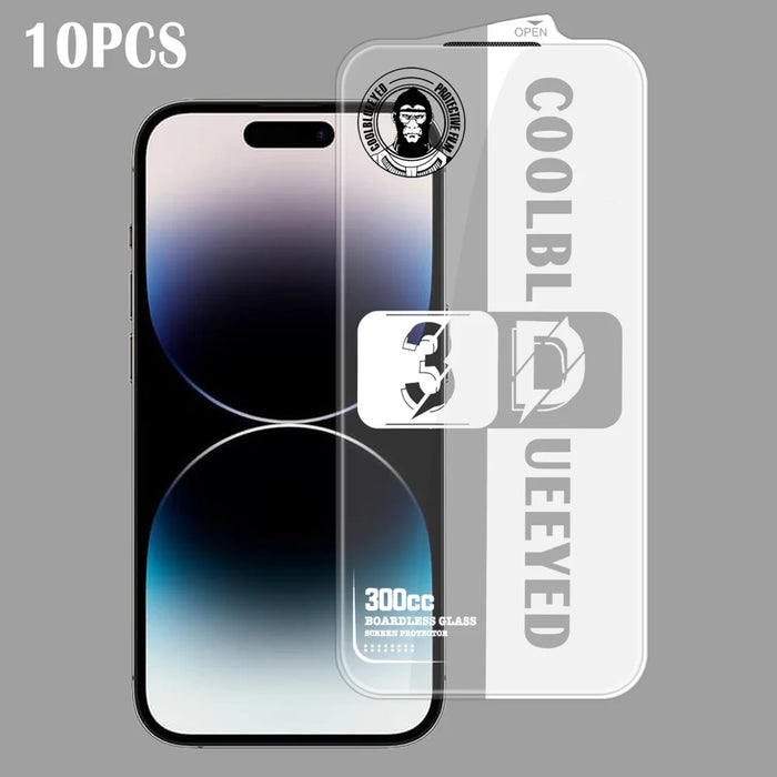 For iPhone 14 Pro Max 10Pcs Tempered Glass 3D Full Coverage 300CC Edgeless Anti Static Screen Protector - Transparent - 1