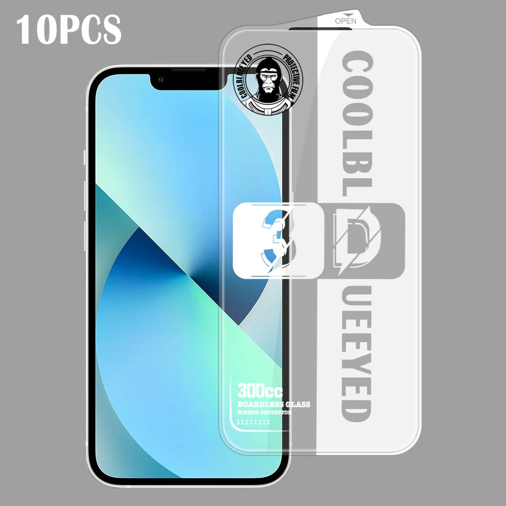 For iPhone 13 10Pcs Tempered Glass 3D Full Coverage 300CC Edgeless Anti Static Screen Protector - Transparent - 1