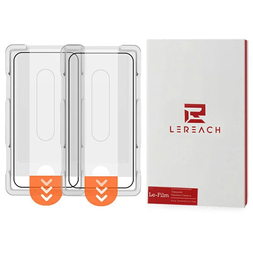 LEREACH 2Pcs For iPhone 13 Tempered Glass Full Screen Protector Anti-Fingerprint Film with Dust-Free Installation Tool - Black - 1