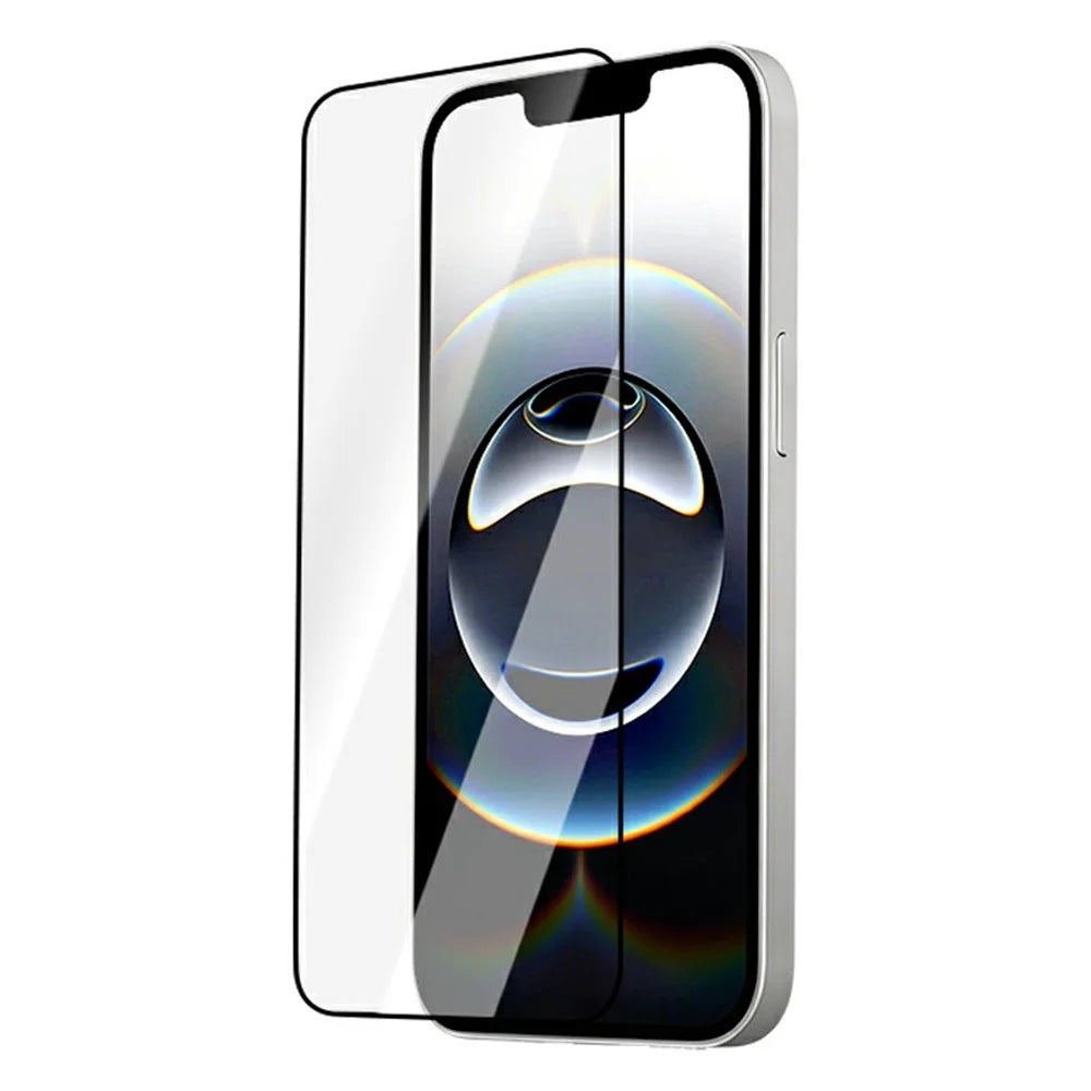 LEREACH For iPhone 14 Tempered Glass Full Screen Protector Anti-Fingerprint Film with Dust-Free Installation Tool - Black - 2