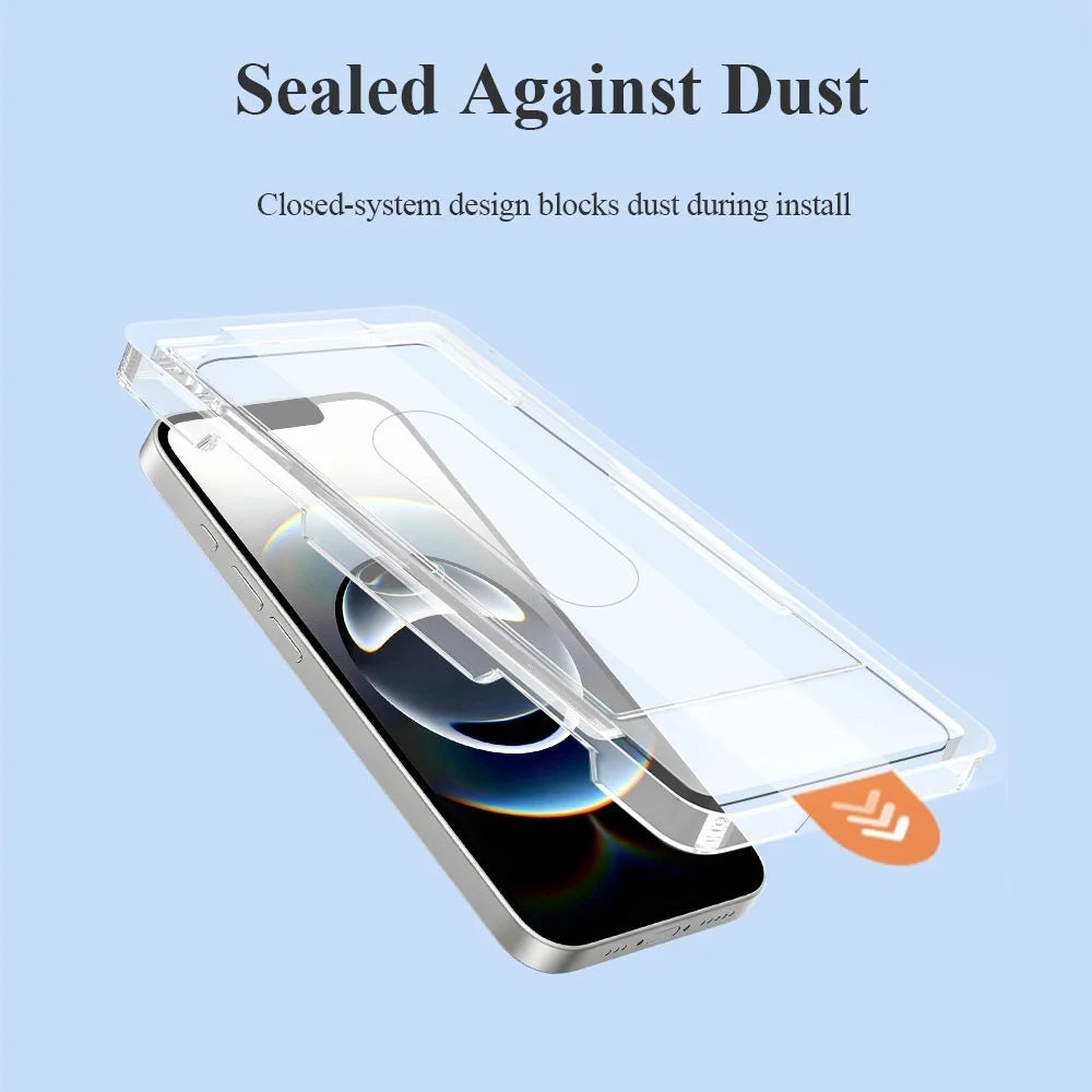 LEREACH 2Pcs For iPhone 14 Tempered Glass Full Screen Protector Anti-Fingerprint Film with Dust-Free Installation Tool - Black - 5