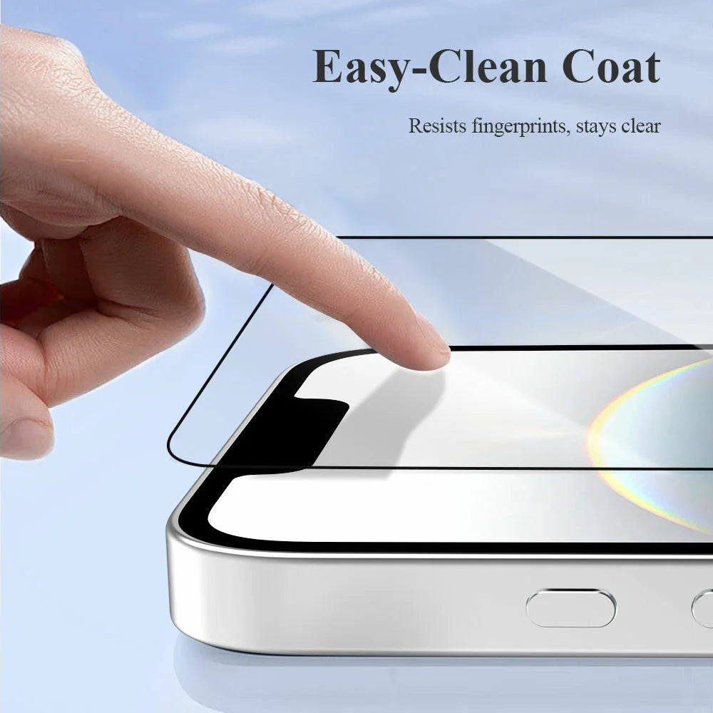 LEREACH 2Pcs For iPhone 14 Tempered Glass Full Screen Protector Anti-Fingerprint Film with Dust-Free Installation Tool - Black - 7