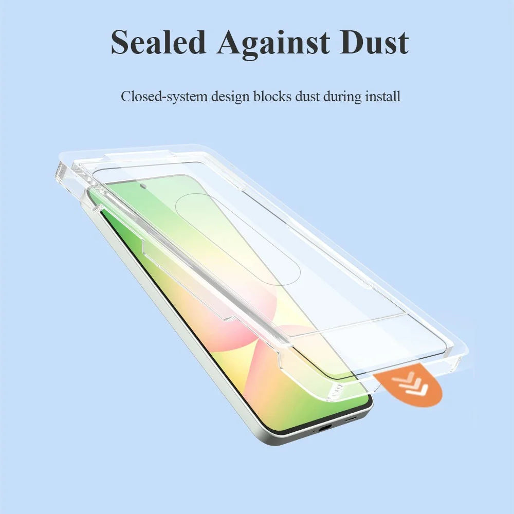 LEREACH For Samsung Galaxy A37 5G Tempered Glass Full Screen Protector Anti-Fingerprint Film with Dust-Free Installation Tool - Black - 5
