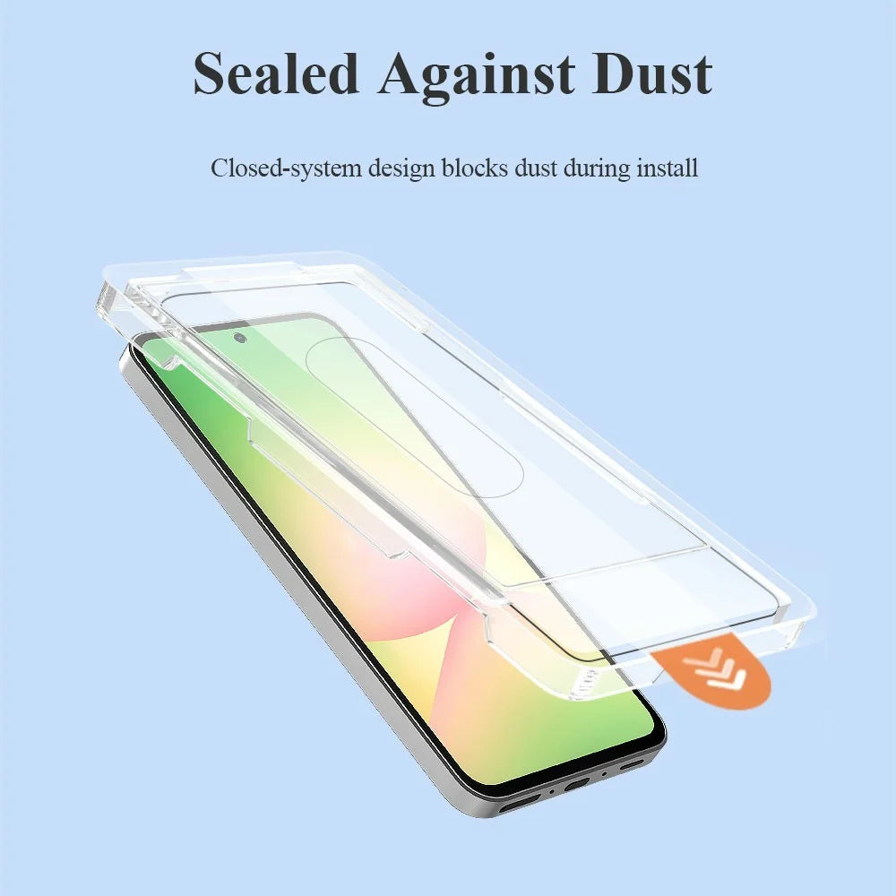 LEREACH 2Pcs For Samsung Galaxy A55 5G Tempered Glass Full Screen Protector Anti-Fingerprint Film with Dust-Free Installation Tool - Black - 5
