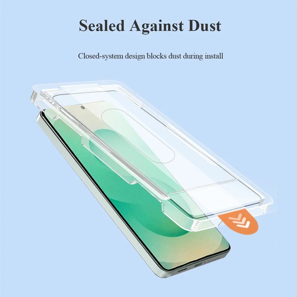 LEREACH For Samsung Galaxy S26+ Tempered Glass Full Screen Protector Anti-Fingerprint Film with Dust-Free Installation Tool - Black - 5