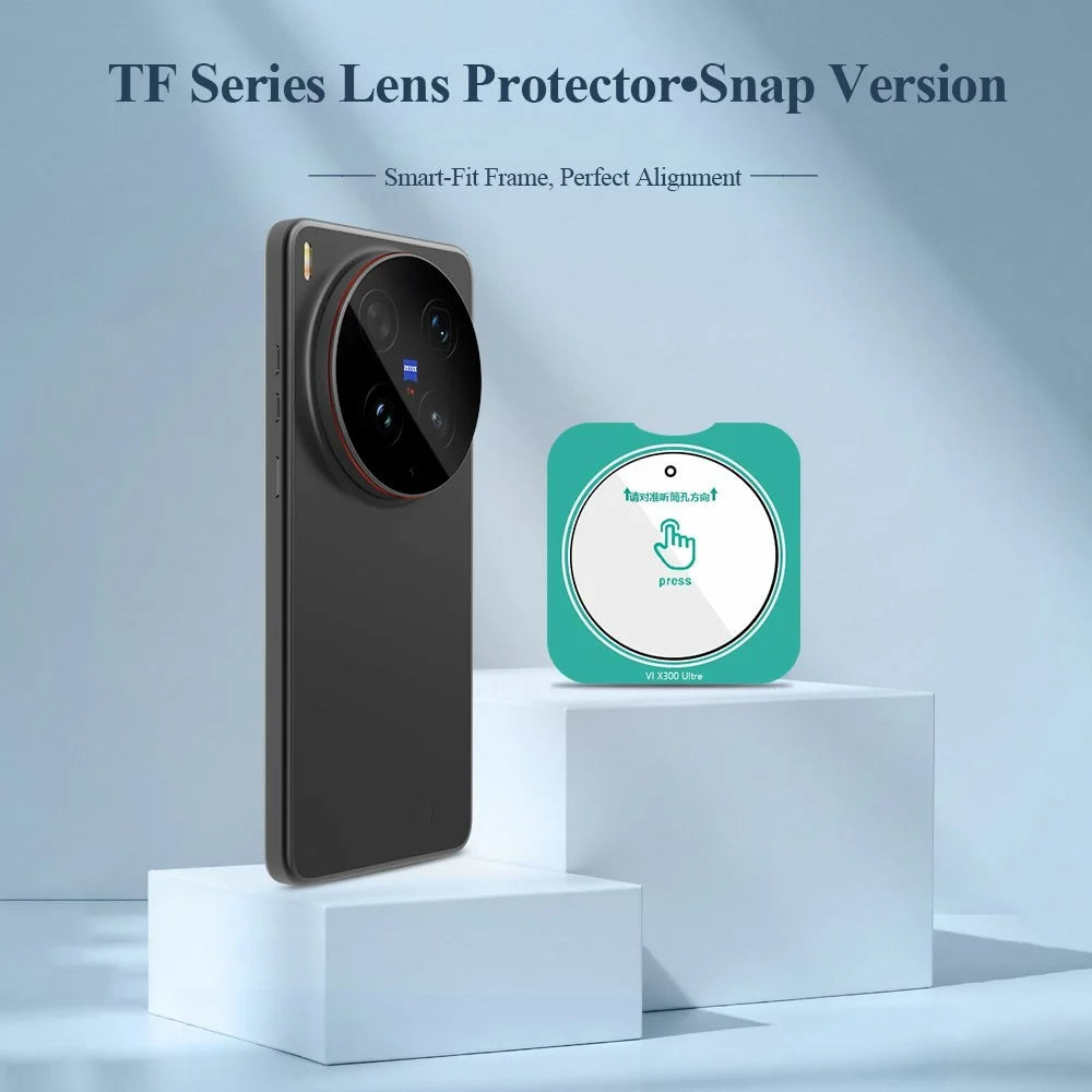 LEREACH 2Pcs For vivo X300 Ultra 5G Camera Lens Protector Full Cover High Aluminium-silicon Glass Lens Film with Auto-Align Installation Frame - Transparent with Black Circle - 2