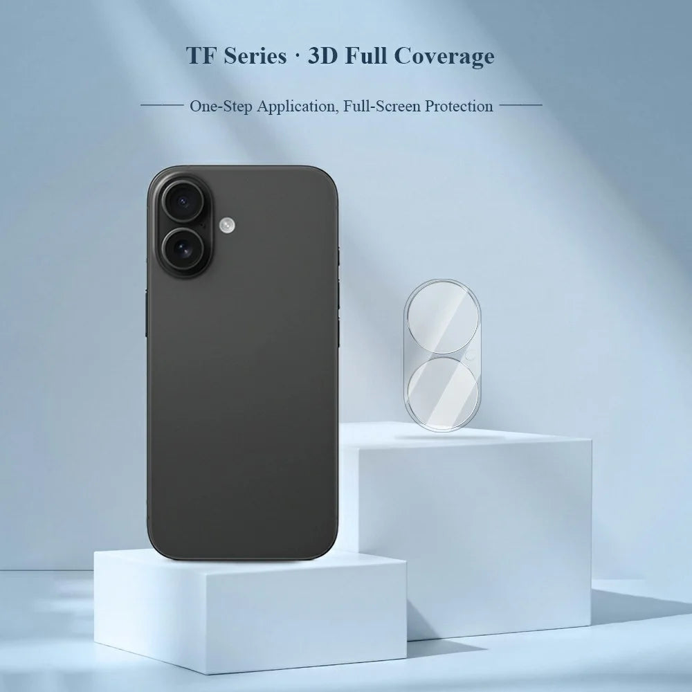 LEREACH for iPhone 16 Plus Camera Lens Protector 3D Full Coverage Tempered Glass Acrylic One-Piece Lens Film - Transparent - 3