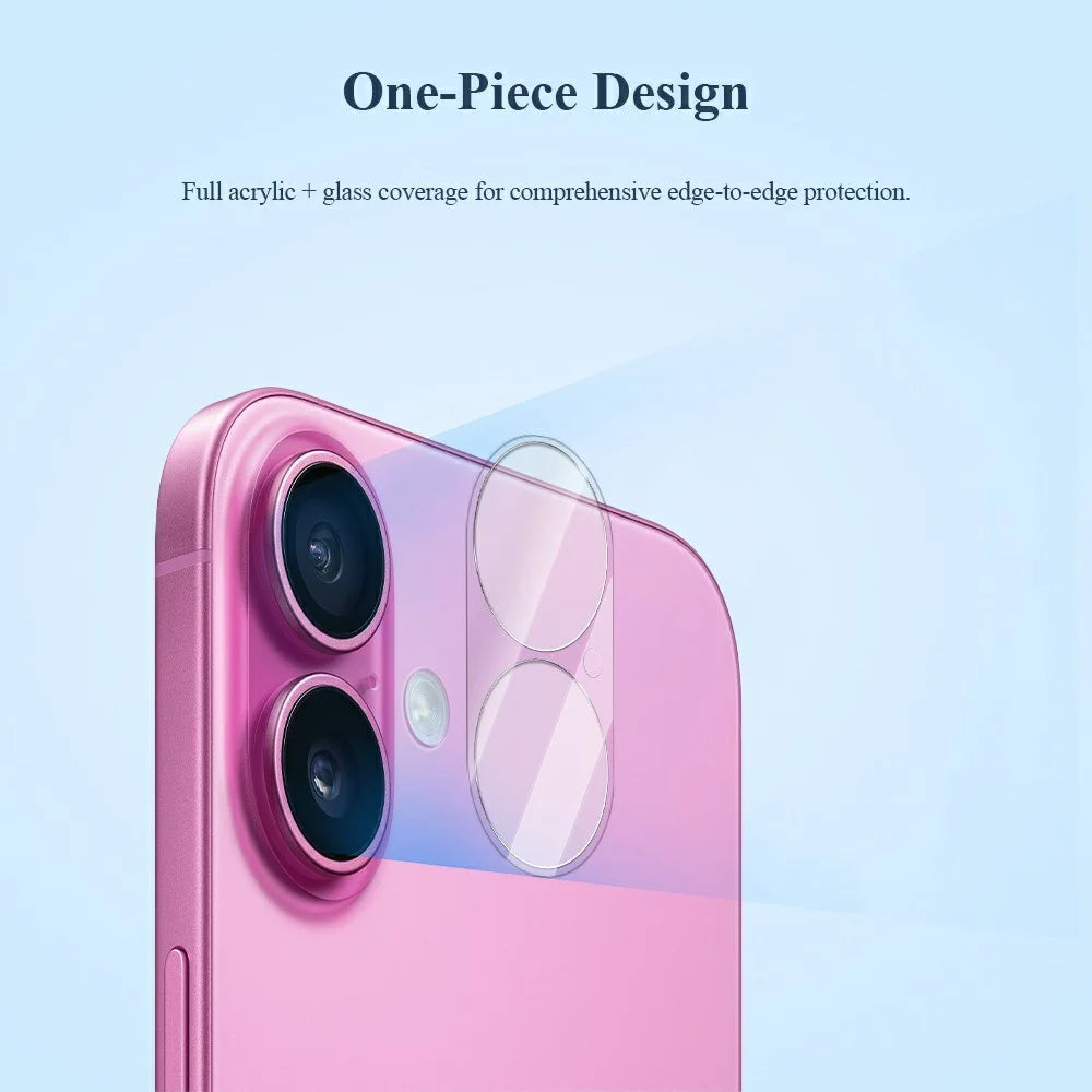 LEREACH for iPhone 16 Plus Camera Lens Protector 3D Full Coverage Tempered Glass Acrylic One-Piece Lens Film - Transparent - 4