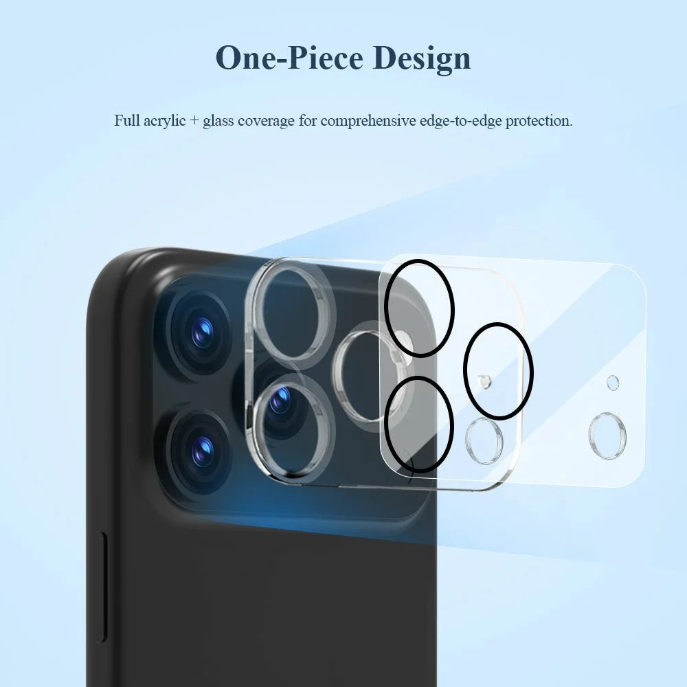 LEREACH for iPhone 17 Pro Max Camera Lens Protector 3D Full Coverage Tempered Glass Acrylic One-Piece Lens Film - Transparent with Black Circle - 3
