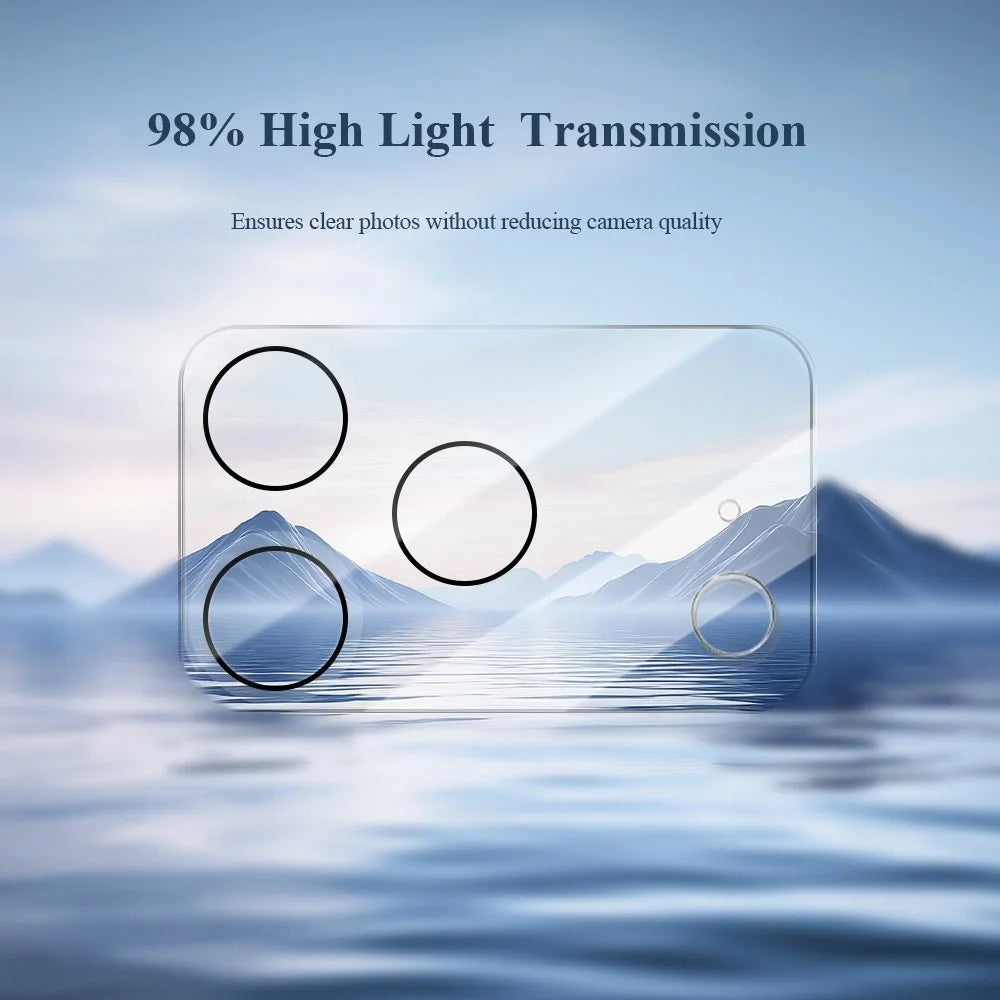 LEREACH for iPhone 17 Pro Max Camera Lens Protector 3D Full Coverage Tempered Glass Acrylic One-Piece Lens Film - Transparent with Black Circle - 4