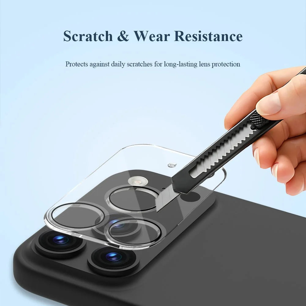LEREACH for iPhone 17 Pro Max Camera Lens Protector 3D Full Coverage Tempered Glass Acrylic One-Piece Lens Film - Transparent with Black Circle - 5