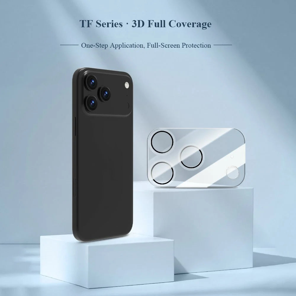 LEREACH 2Pcs for iPhone 17 Pro Max Camera Lens Protector 3D Full Coverage Tempered Glass Acrylic One-Piece Lens Film - Transparent with Black Circle - 2