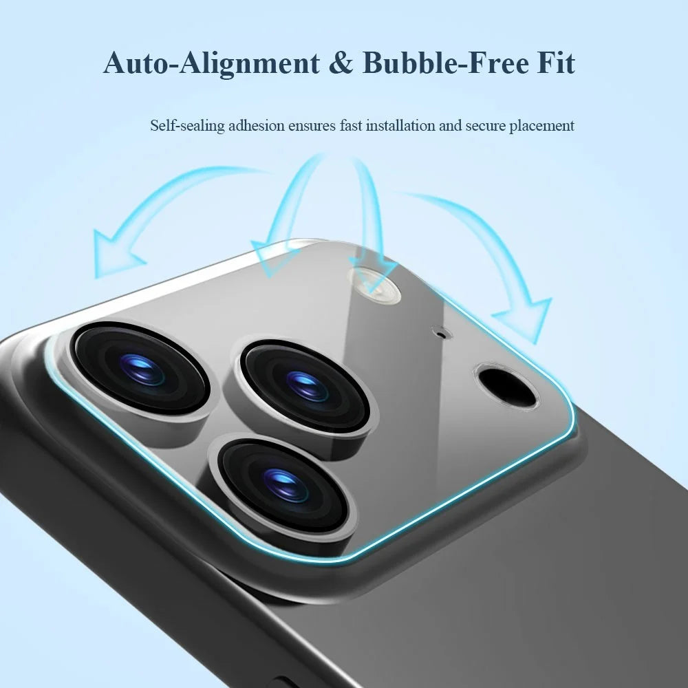LEREACH for iPhone 17 Pro Camera Lens Protector 3D Full Coverage Tempered Glass Acrylic One-Piece Lens Film - Transparent with Black Circle - 6