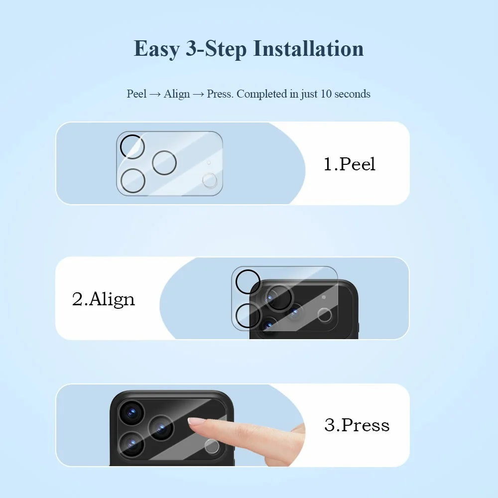 LEREACH for iPhone 17 Pro Camera Lens Protector 3D Full Coverage Tempered Glass Acrylic One-Piece Lens Film - Transparent with Black Circle - 7