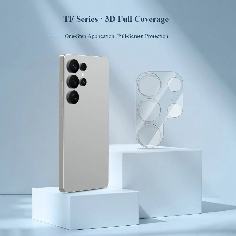 LEREACH for Samsung Galaxy S25 Ultra Camera Lens Protector 3D Full Coverage Tempered Glass Acrylic One-Piece Lens Film - Black - 3