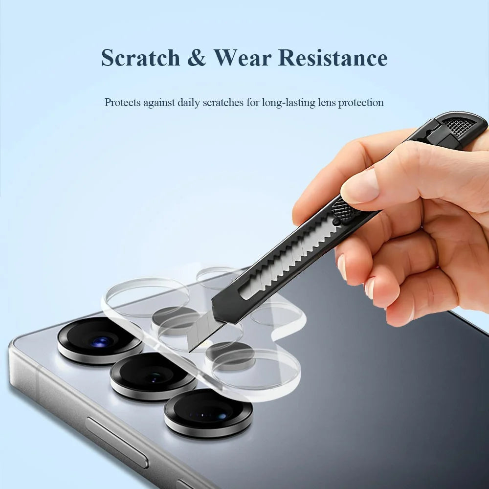 LEREACH for Samsung Galaxy S25 Ultra Camera Lens Protector 3D Full Coverage Tempered Glass Acrylic One-Piece Lens Film - Black - 6