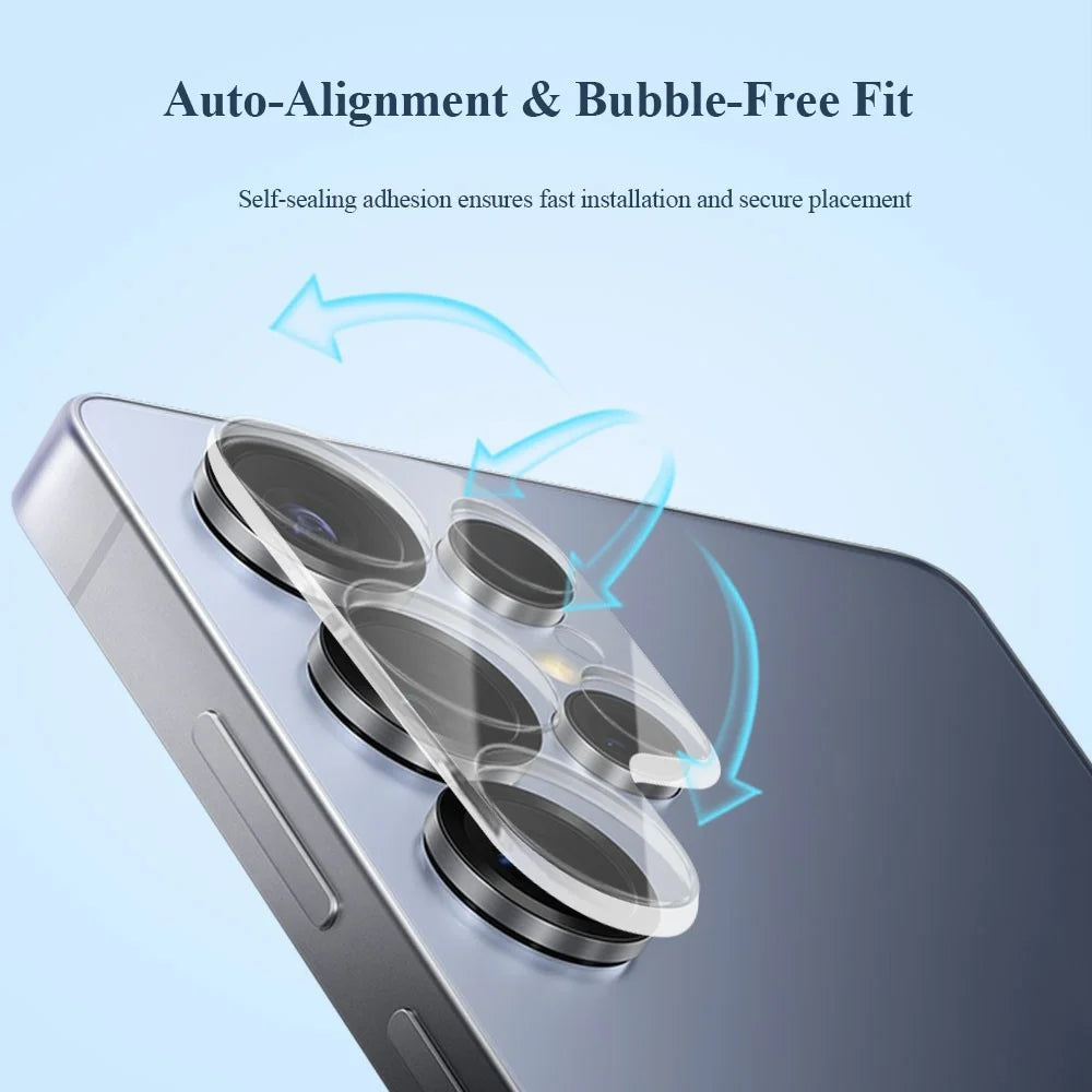 LEREACH for Samsung Galaxy S25 Ultra Camera Lens Protector 3D Full Coverage Tempered Glass Acrylic One-Piece Lens Film - Black - 7