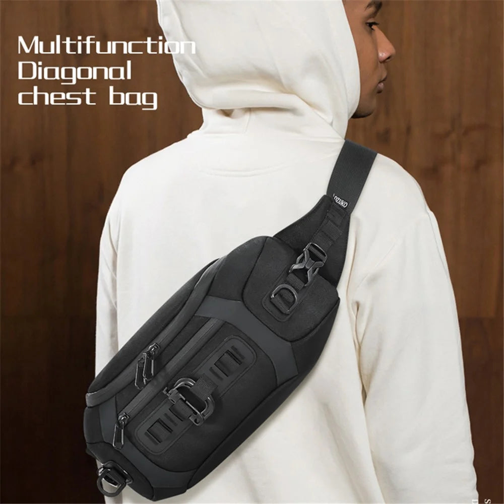 OZUKO 9530 Multifunctional Tactical Sling Chest Bag Waterproof Oxford Cloth Shoulder Bag for Camping Hiking Fitness Cycling - Black - 2