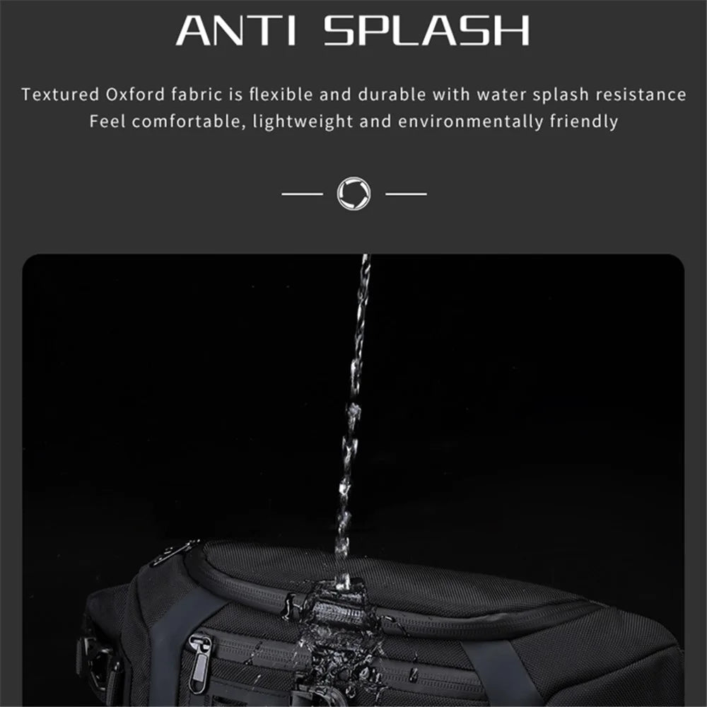 OZUKO 9530 Multifunctional Tactical Sling Chest Bag Waterproof Oxford Cloth Shoulder Bag for Camping Hiking Fitness Cycling - Black - 4