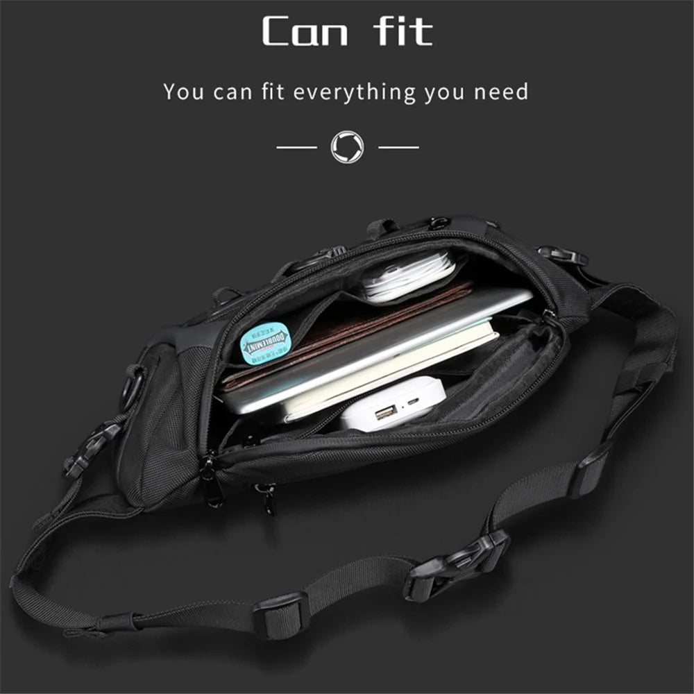 OZUKO 9530 Multifunctional Tactical Sling Chest Bag Waterproof Oxford Cloth Shoulder Bag for Camping Hiking Fitness Cycling - Black - 6