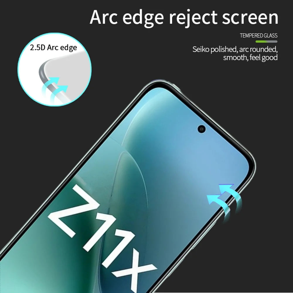 PINWUYO For vivo iQOO Z11x 5G Tempered Glass Film JK Series-2 9H Full Glue Full Screen Protector - Black - 2