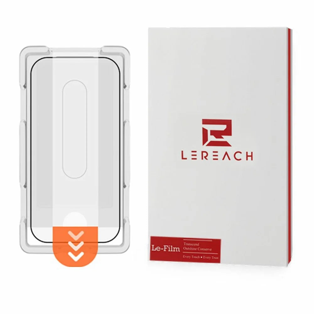LEREACH For iPhone 17 Pro Max Tempered Glass Full Screen Protector Anti-Fingerprint Film with Dust-Free Installation Tool - Black - 1
