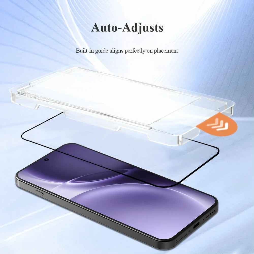 LEREACH For vivo X300 Pro 5G Tempered Glass Full Screen Protector Anti-Fingerprint Film with Dust-Free Installation Tool - Black - 5