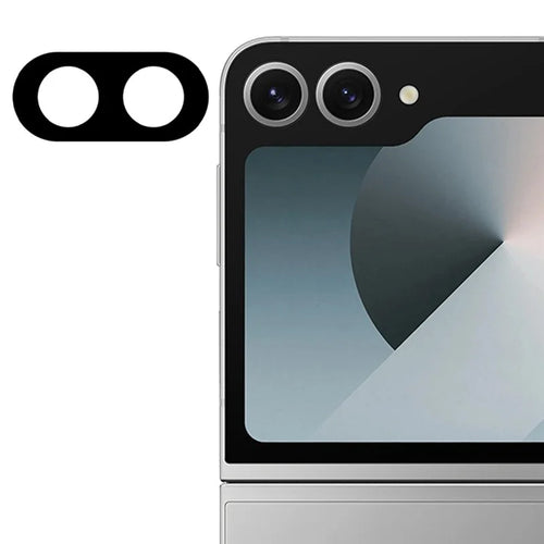 For Samsung Galaxy Z Flip8 Tempered Glass Lens Protector Silk Printing Full Coverage Camera Lens Film - Black - 1