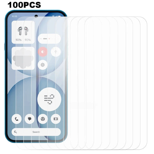 100Pcs For Nothing Phone (4a) Screen Protector Full Glue Anti-Scratch Tempered Glass Film (NOT Complete Covering) (No Package, with Wipes Set, Dust-absorber, Guide Sticker) - Transparent - 1