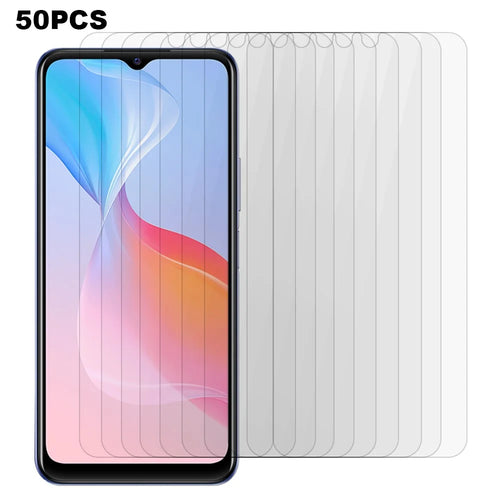 50Pcs For vivo Y21 5G (2026) Screen Protector Full Glue Tempered Glass Clear Screen Film (NOT Complete Covering) (No Package, with Wipes Set, Dust-absorber, Guide Sticker) - Transparent - 1