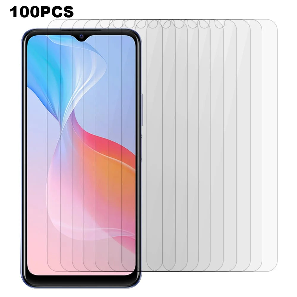 100Pcs For vivo Y21 5G (2026) Screen Protector Full Glue Anti-Scratch Tempered Glass Film (NOT Complete Covering) (No Package, with Wipes Set, Dust-absorber, Guide Sticker) - Transparent - 1