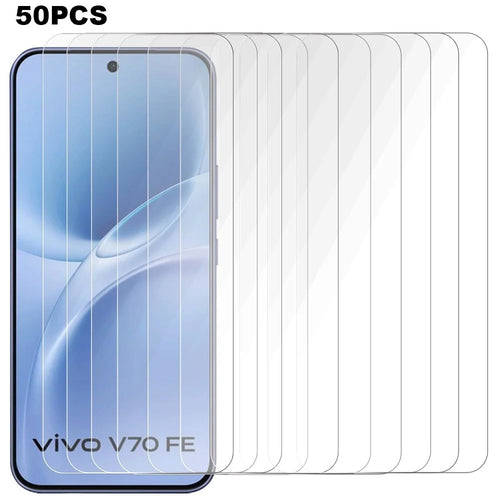 50Pcs For vivo V70 FE 5G Screen Protector Full Glue Tempered Glass Clear Screen Film (NOT Complete Covering) (No Package, with Wipes Set, Dust-absorber, Guide Sticker) - Transparent - 1