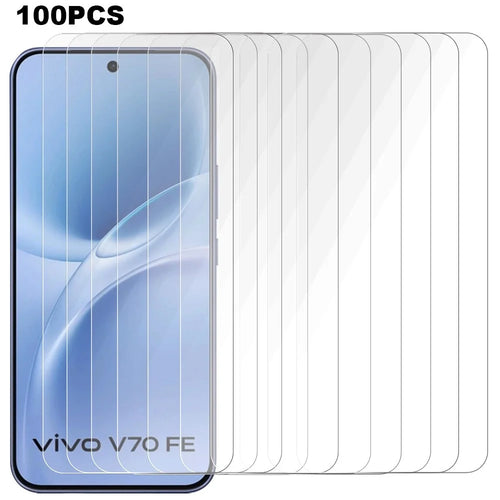 100Pcs For vivo V70 FE 5G Screen Protector Full Glue Anti-Scratch Tempered Glass Film (NOT Complete Covering) (No Package, with Wipes Set, Dust-absorber, Guide Sticker) - Transparent - 1